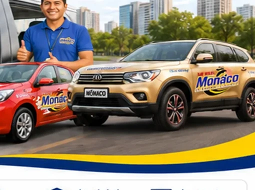 Camioneta dorada de práctica de Mónaco San Borja